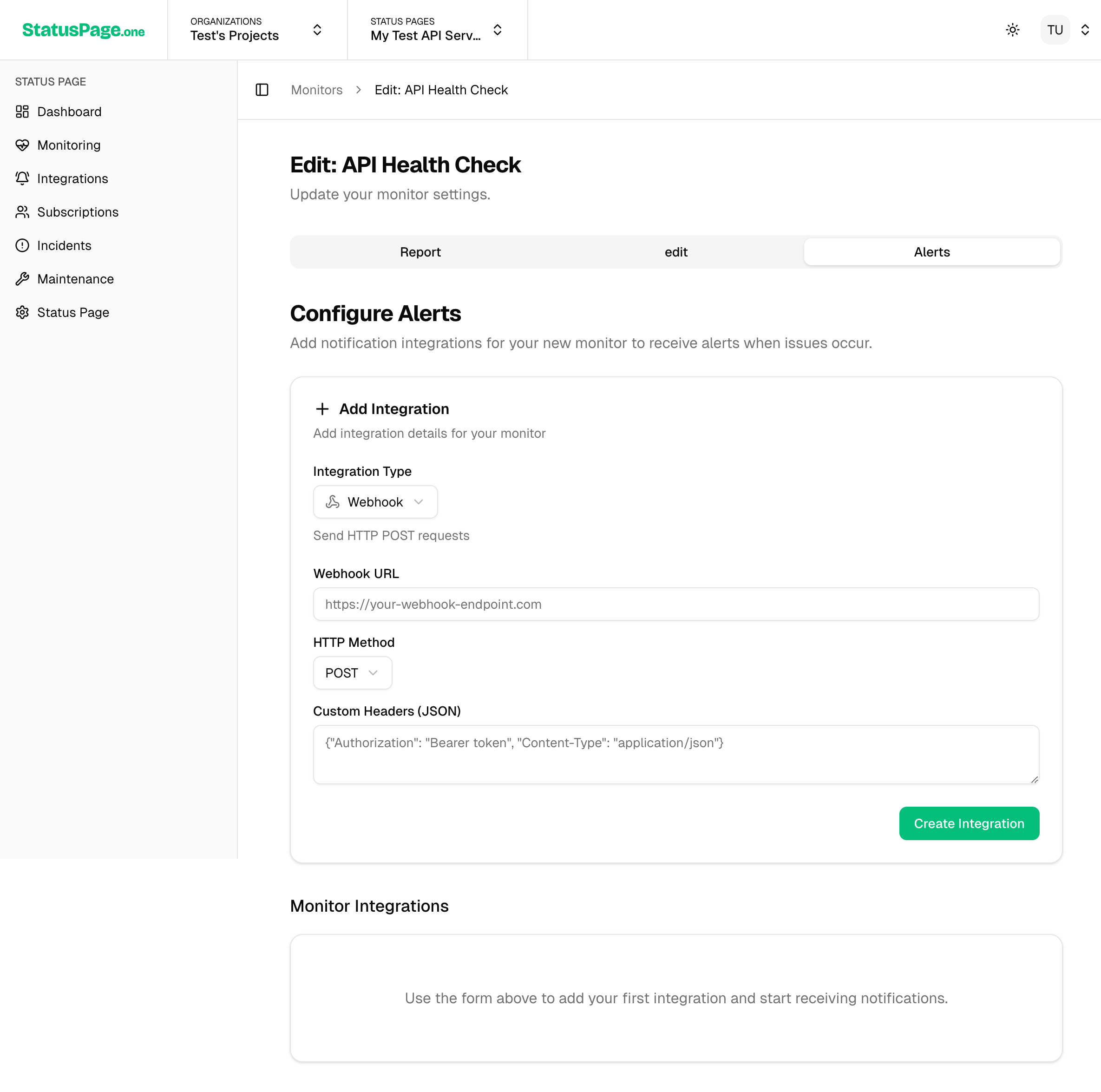 Webhook Integration Setup